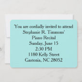 カスタマイズ可能なピアノキーボード招待状 招待状 (裏面)