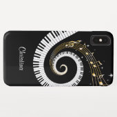 カスタマイズ可能なピアノ鍵および金ゴールド音楽ノート Case-Mate iPhoneケース (裏面(横))