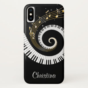 カスタマイズ可能なピアノ鍵および金ゴールド音楽ノート iPhone X ケース