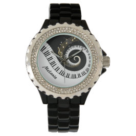 カスタマイズ可能なピアノ鍵と金ゴールドミュージックノート 腕時計