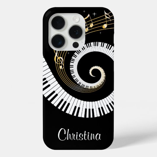 カスタマイズ可能なピアノ鍵と金ゴールドミュージックノート Case-Mate iPhoneケース (裏面)