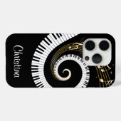 カスタマイズ可能なピアノ鍵と金ゴールドミュージックノート Case-Mate iPhoneケース (裏面 (横))