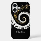 カスタマイズ可能なピアノ鍵と金ゴールド音符のiphon Case-Mate iPhoneケース (裏面)