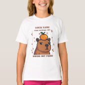カスタマイズ可能なピクセルカピバラTシャツ - 名前入り Tシャツ (正面)