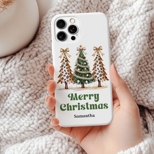 カスタマイズ可能なピクセル化ヒョウ柄のクリスマスツリー Case-Mate iPhoneケース