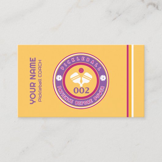 カスタマイズ可能なピックボールコーチイエロー 名刺 (正面)