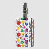 カスタマイズ可能なピックボール(🦜parrots、白いラグ) ラゲッジタグ (正面縦)
