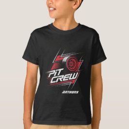 カスタマイズ可能なピットクルーレースカー誕生日キッズ Tシャツ