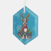 カスタマイズ可能なピットブルクリスマスオーナメント ガラスオーナメント (正面左)