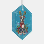 カスタマイズ可能なピットブルクリスマスオーナメント ガラスオーナメント (正面右)