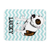 カスタマイズ可能なピットブルティール（緑がかった色）シェブロン冷蔵庫用マグネット マグネット (横)