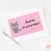 カスタマイズ可能なピンクお礼グレー猫ステッカー 長方形シール (封筒)