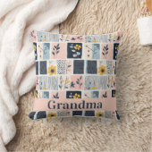 カスタマイズ可能なピンクとネイビーのフローラパッチワークキルト クッション (ブランケット)