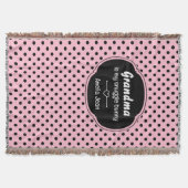 カスタマイズ可能なピンクとブラックの水玉模様 スローブランケット (正面)