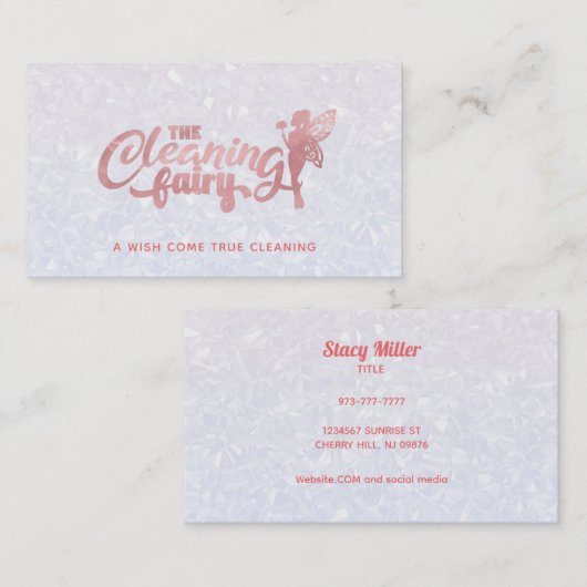 カスタマイズ可能なピンクと白のクリーニングの名刺 名刺 (正面/裏面)