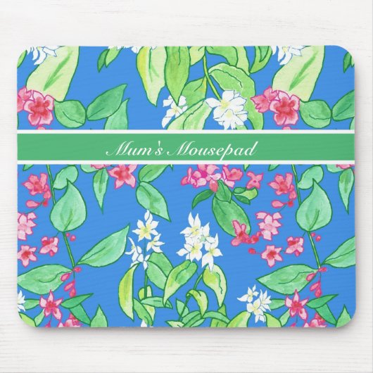 カスタマイズ可能なピンクと白の花のマウスパッド マウスパッド (正面)