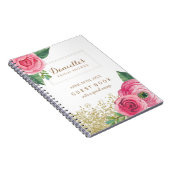 カスタマイズ可能なピンクのバラのブライダルシャワーの来客名簿 ノートブック (右側)