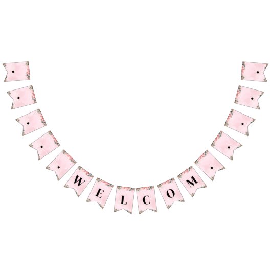 カスタマイズ可能なピンクのバンティングバナー – ようこそ バンティングフラッグ (全)