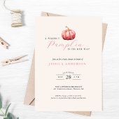 カスタマイズ可能なピンクのパンプキン ベビーシャワー 招待状