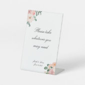 カスタマイズ可能なピンクのフローラバスルームの標識 台座サイン (正面)