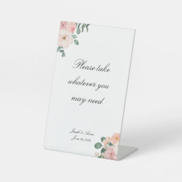 カスタマイズ可能なピンクのフローラバスルームの標識 台座サイン