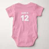 カスタマイズ可能なピンクの乳児(前面および背面デザイン) ベビーボディスーツ (裏面)