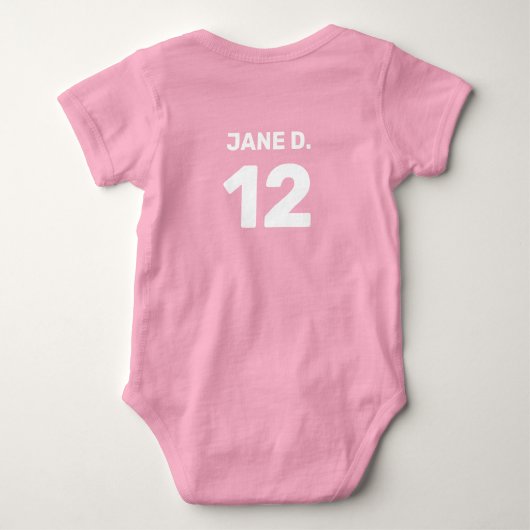 カスタマイズ可能なピンクの乳児(前面および背面デザイン) ベビーボディスーツ (裏面)