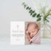カスタマイズ可能なピンクの女の子のバプテスマ《キリスト教》洗礼式や命名式写真 サンキューカード (スタンド正面)