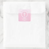 カスタマイズ可能なピンクの女の子の神のバプテスマ スクエアシール (バッグ)