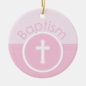 カスタマイズ可能なピンクの女の子の神のバプテスマ セラミックオーナメント (正面)