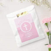 カスタマイズ可能なピンクの女の子の神のバプテスマ フェイバーバッグ (封をした状態)