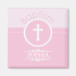 カスタマイズ可能なピンクの女の子の神のバプテスマ マグネット