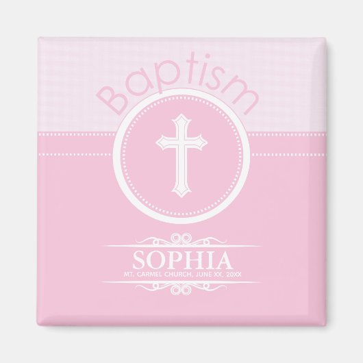 カスタマイズ可能なピンクの女の子の神のバプテスマ マグネット (正面)