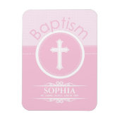 カスタマイズ可能なピンクの女の子の神のバプテスマ マグネット (縦)