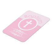 カスタマイズ可能なピンクの女の子の神のバプテスマ マグネット (左側)