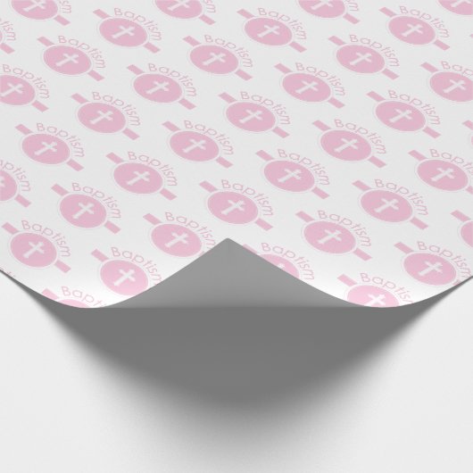 カスタマイズ可能なピンクの女の子の神のバプテスマ ラッピングペーパー (角)