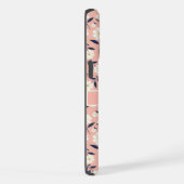 カスタマイズ可能なピンクの桃フローラ白い花 iPhoneケース (右側面)