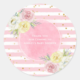 カスタマイズ可能なピンクの水色の花ありがとう ラウンドシール