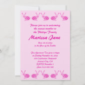 カスタマイズ可能なピンクの花のうさぎパーティー 招待状 (裏面)