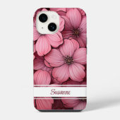 カスタマイズ可能なピンクの花フローラ iPhoneケース (裏面)