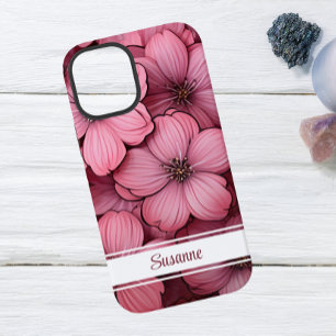 カスタマイズ可能なピンクの花フローラiPhone 12ケース iPhone 12 Miniケース