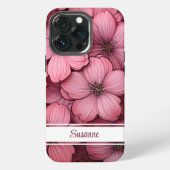 カスタマイズ可能なピンクの花フローラiPhone 13ケース iPhoneケース (裏面)