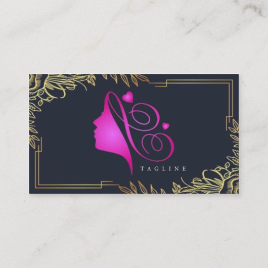 カスタマイズ可能なピンクの金ゴールドエレガントテンプレート12 名刺 (裏面)