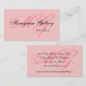 カスタマイズ可能なピンクの黒いモノグラムの名刺 名刺 (正面/裏面)