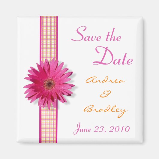 カスタマイズ可能なピンクガーベラデイジーモノグラム磁石 マグネット (正面)