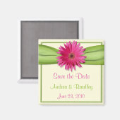 カスタマイズ可能なピンクガーベラデイジーモノグラム磁石 マグネット (正面/裏面)