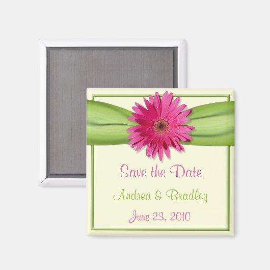 カスタマイズ可能なピンクガーベラデイジーモノグラム磁石 マグネット (正面/裏面)