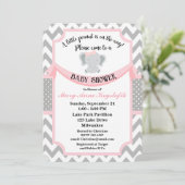 カスタマイズ可能なピンクグレーベビーガールシャワー招待状 招待状 (スタンド正面)