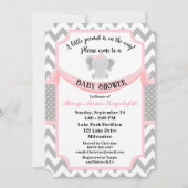 カスタマイズ可能なピンクグレーベビーガールシャワー招待状 招待状 (正面)