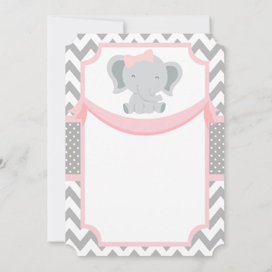 カスタマイズ可能なピンクグレーベビーガールシャワー招待状 招待状 (裏面)